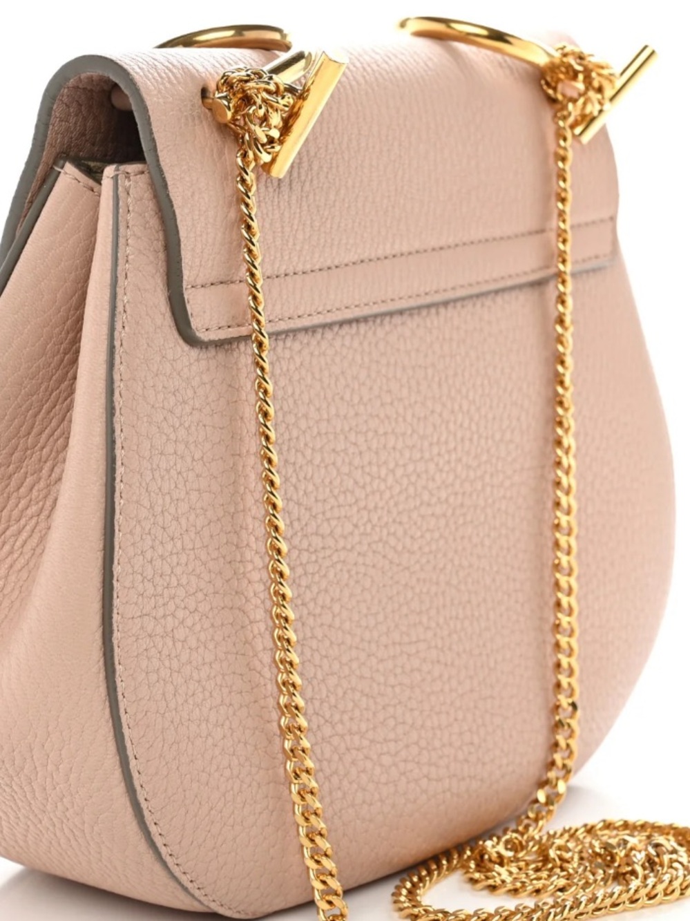 CHLOE Grained Lambskin Mini Drew Shoulder Bag Cement Pink - Picture 4 of 8